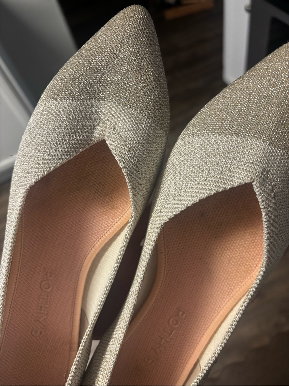 Rothy's Women's Pointed Knit Flat in Silver - Picture 3 of 6